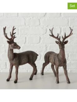 2er-Set: Dekofiguren "Tobin" In Braun - (B)14 X (H)23 Cm