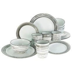 CreaTable La Gomera Blanca Kombiservice 16 Teilig In Weiß/Schwarz