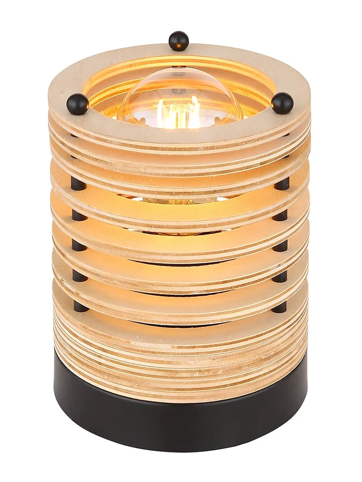 Tischleuchte "Ruth" In Schwarz/ Beige - (H)16,5 X Ø 12 Cm