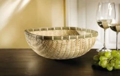 Spar-Set 2x Bambus-Schale "Streifenrand", 30 X 30 X 10 Cm In Bunt