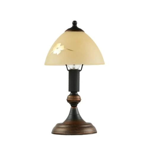 Tischlampe In Messing Ecru