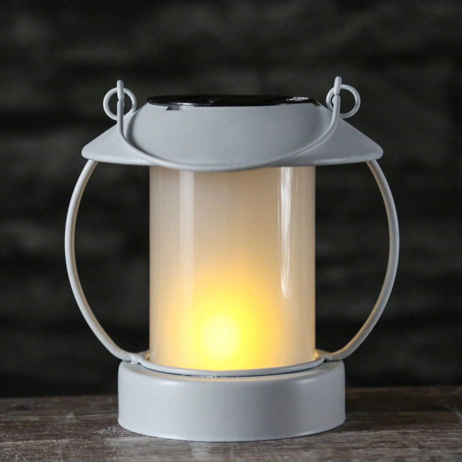 LED Solar Laterne Mit Flammeneffekt Für Außen H: 14cm In Weiß - Image 3