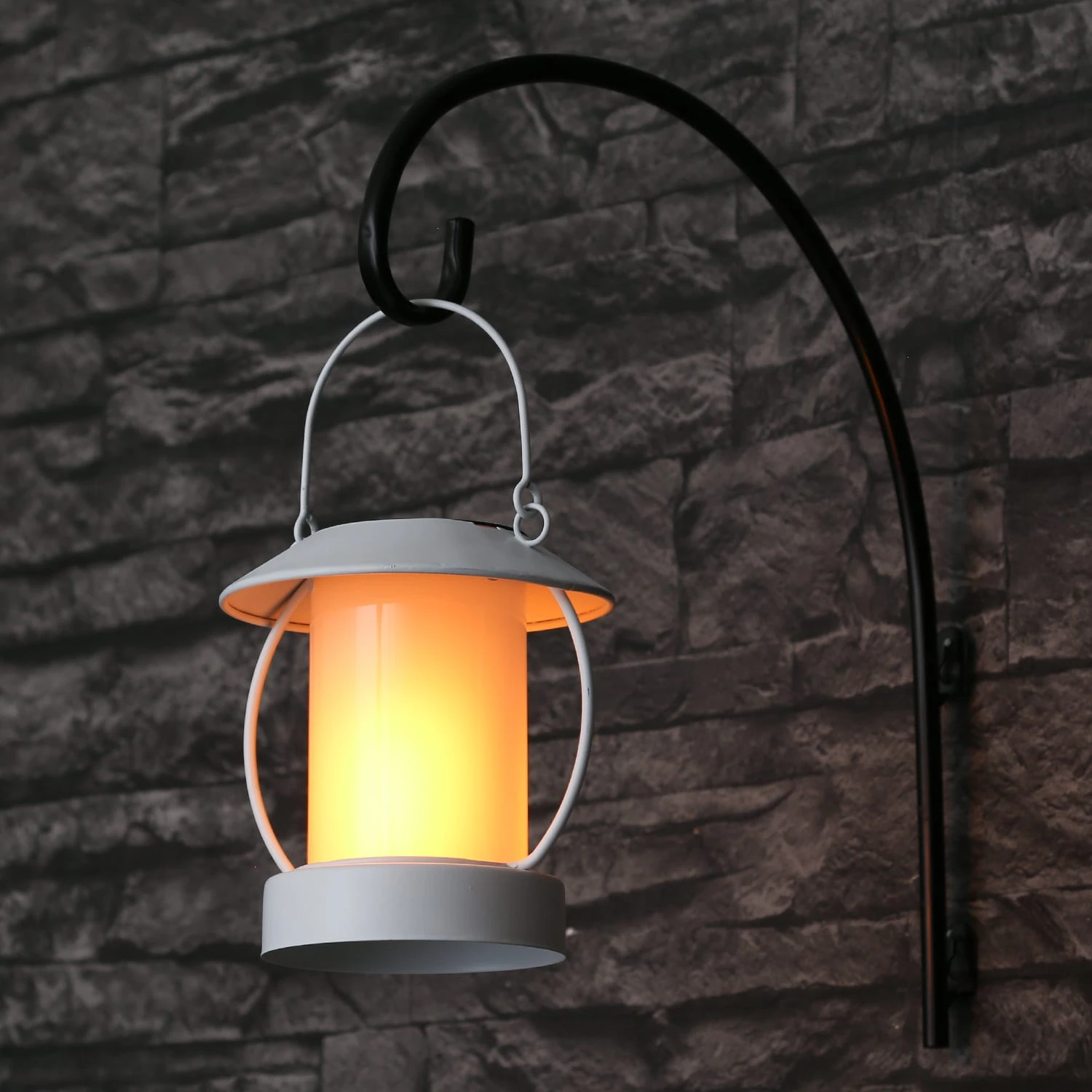 LED Solar Laterne Mit Flammeneffekt Für Außen H: 14cm In Weiß - Image 5