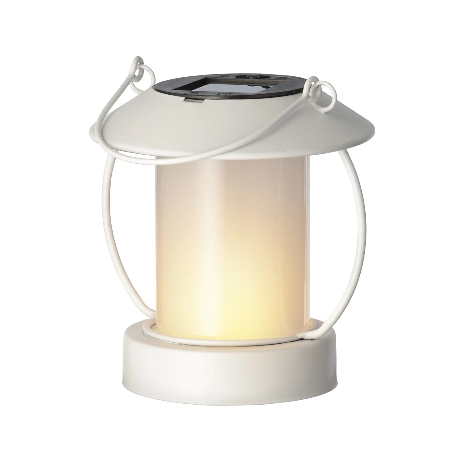 LED Solar Laterne Mit Flammeneffekt Für Außen H: 14cm In Weiß