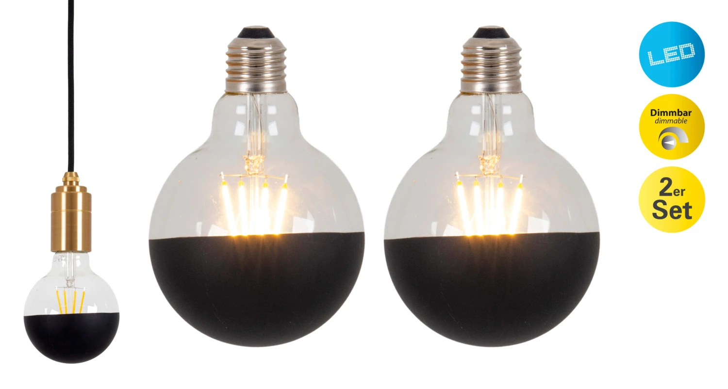 2er-Set LED Leuchtmittel "Tomy" E27/5W In Schwarz - EEK F