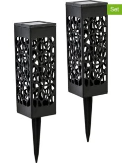2er-Set: LED-Solar-Gartenstecker In Schwarz - (H)28 Cm