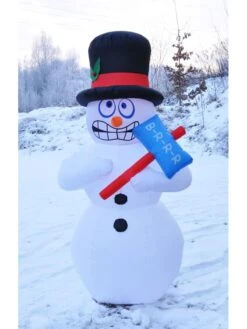 Selbstaufblasende LED-Dekofigur "Snowman" In Weiß - (H)180 Cm