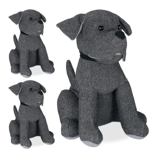 3x Türstopper "Hund" In Grau
