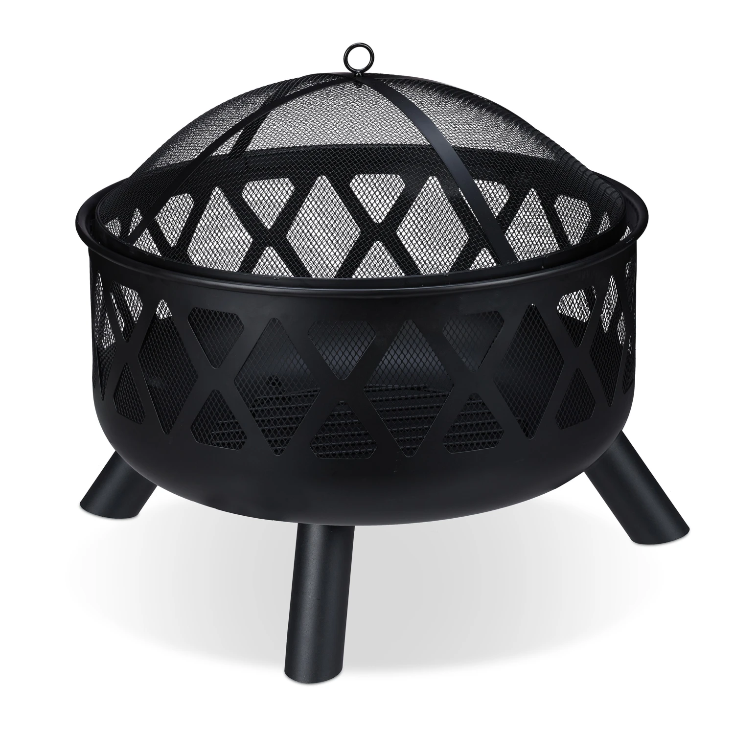 Feuerschale Mit Funkenschutz In Schwarz - Ø 62 Cm