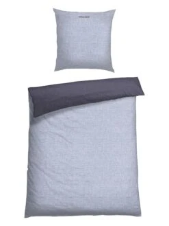 Schiesser Renforcé-Bettwäsche-Set "Double Face" In Hellblau/ Blau