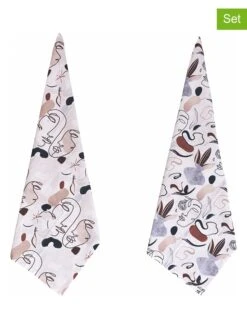 2er-Set: Geschirrtücher "Face To Grey" In Weiß/ Bunt - (L)70 X (B)50 Cm