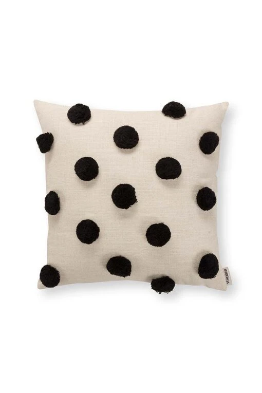 VTwonen Kissen "Square Pompom " In Schwarz - (L) 45 X (B) 45 Cm