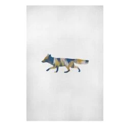 Leinwandbild - Fuchs In Blau Und Gelb In Grau