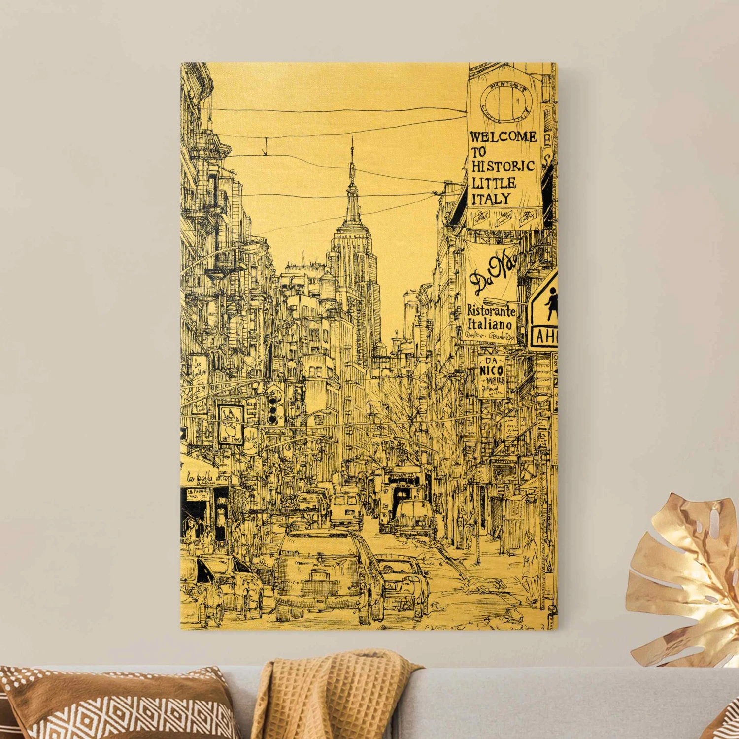 Leinwandbild Gold - Stadtstudie - Little Italy In Weiß - Image 3