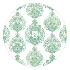 Runde Tapete - Buddha Und Lotus In Grün