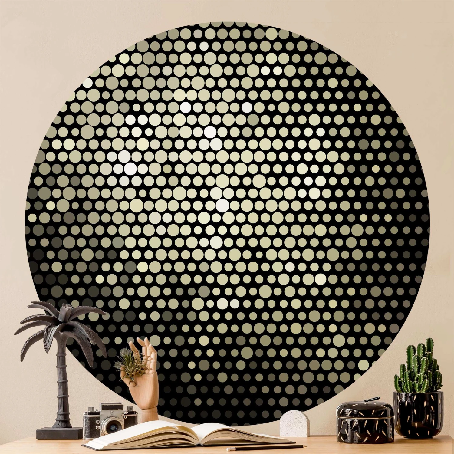 Runde Tapete - Disco Background In Schwarz - Image 3