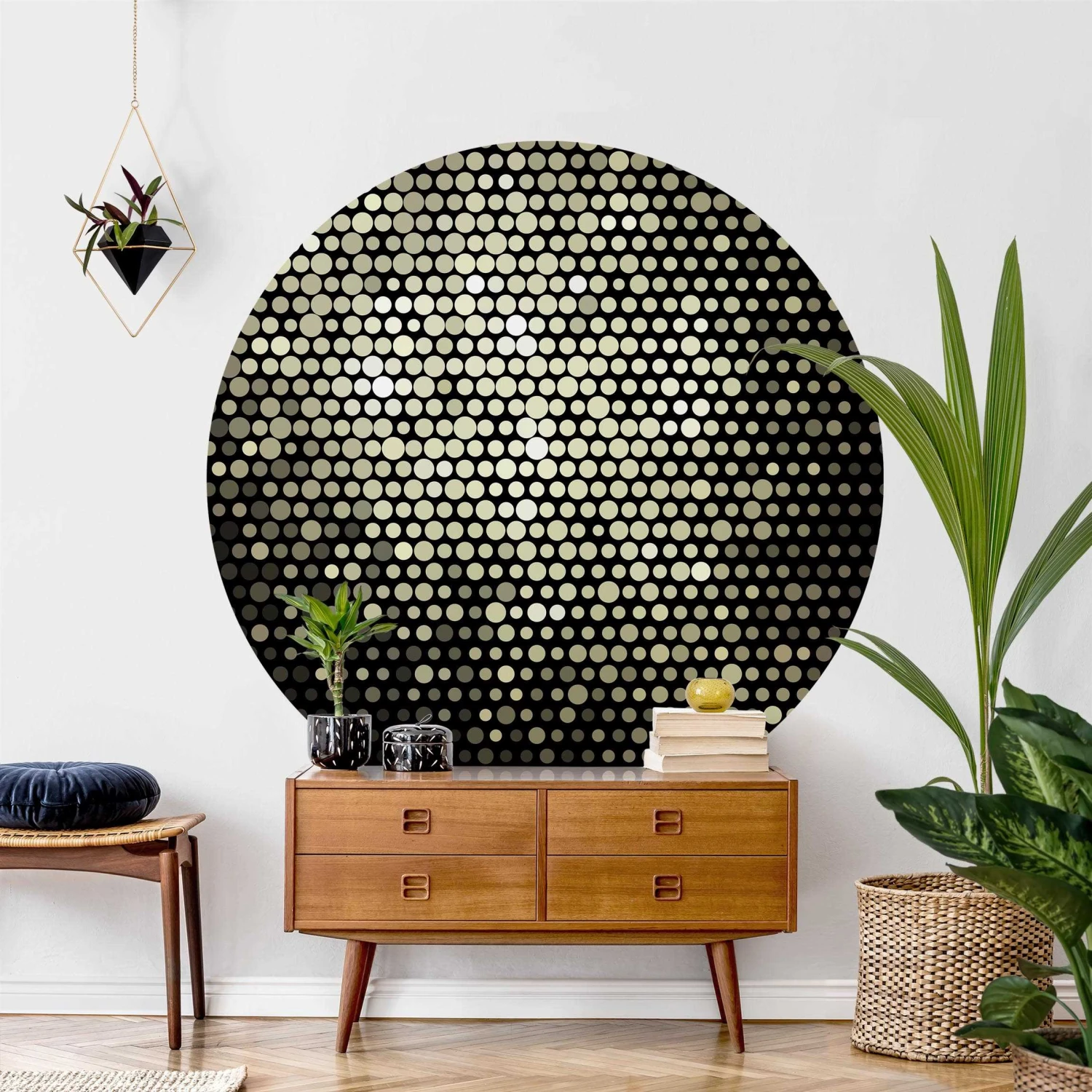 Runde Tapete - Disco Background In Schwarz - Image 4