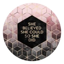 Runde Tapete - E. Fredriksson - She Believed She Could Rosé In Gold