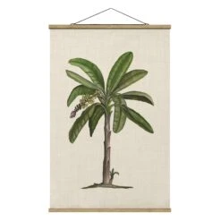 Stoffbild Mit Posterleisten - Britische Palmen II In Creme-Beige