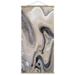 Stoffbild Mit Posterleisten - Gesteinsschmelze II In Creme-Beige